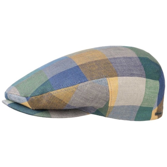 Stetson Kent Linen Ivy Pastel Color Check Flat Cap